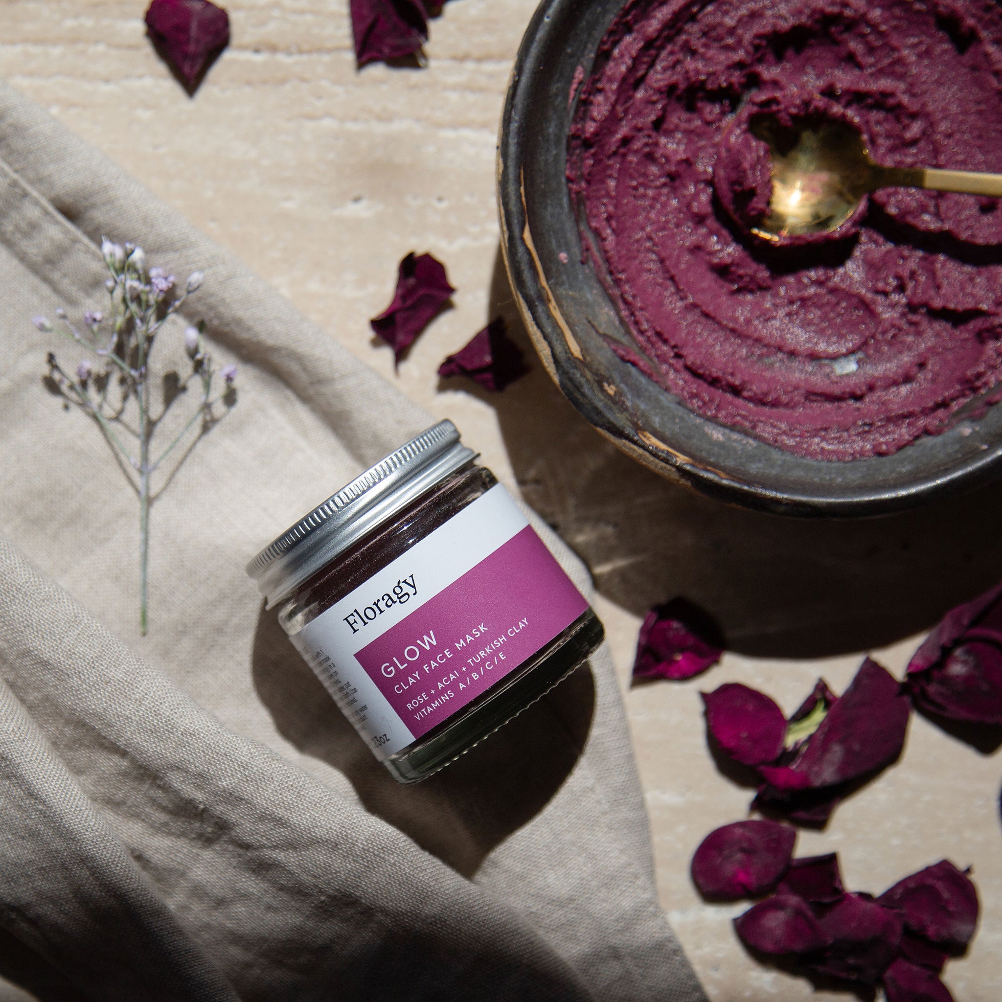 Glow – Rose + Acai Berry Clay Mask Mini